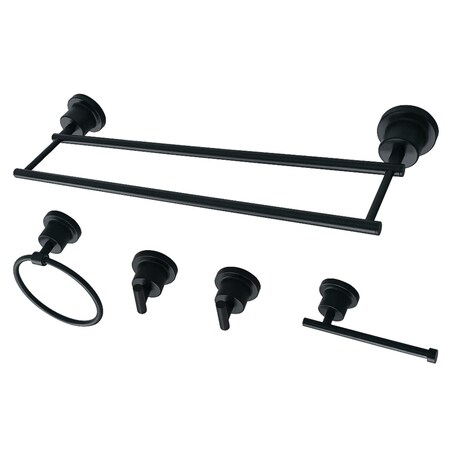 Kingston Brass BAH821318478MB Concord 5-Piece Bathroom Accessory Set, Matte Black BAH821318478MB
